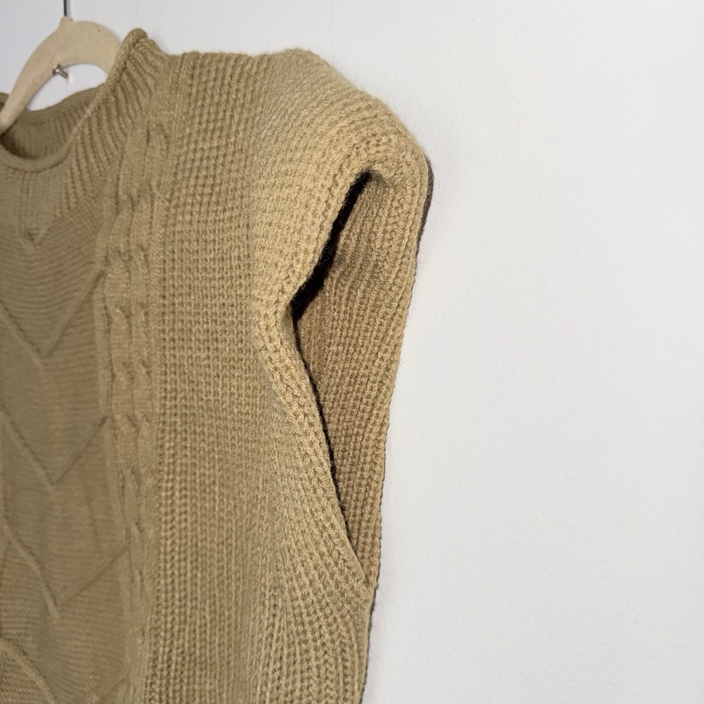 Commense Mock Neck Cable Knit Sleeveless Sweater Vest Olive Green Size M - Picture 5 of 8